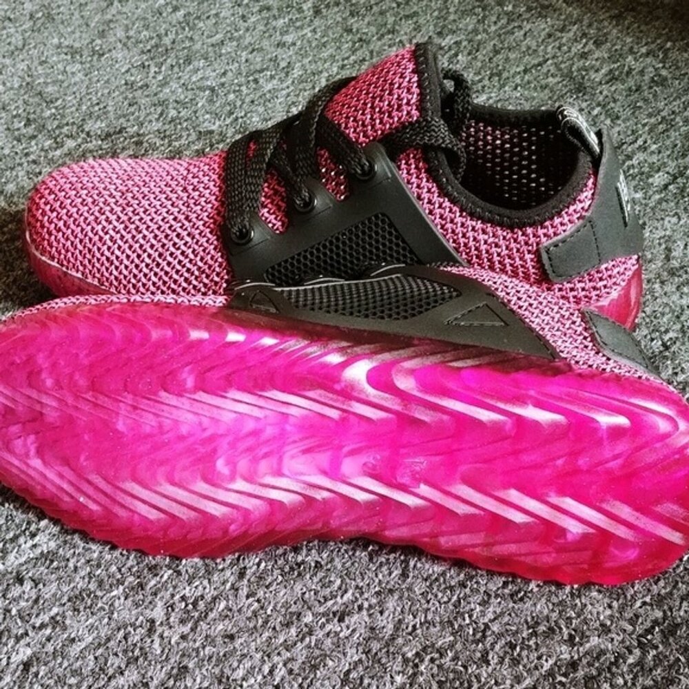 7.5 Steel Toe Safety Shoes - Women's - Pink - Breathable - Lightweight - Picture 2 of 4